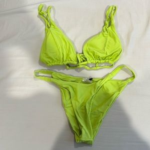 Fashion nova, lime green, two-piece, bikini, size medium